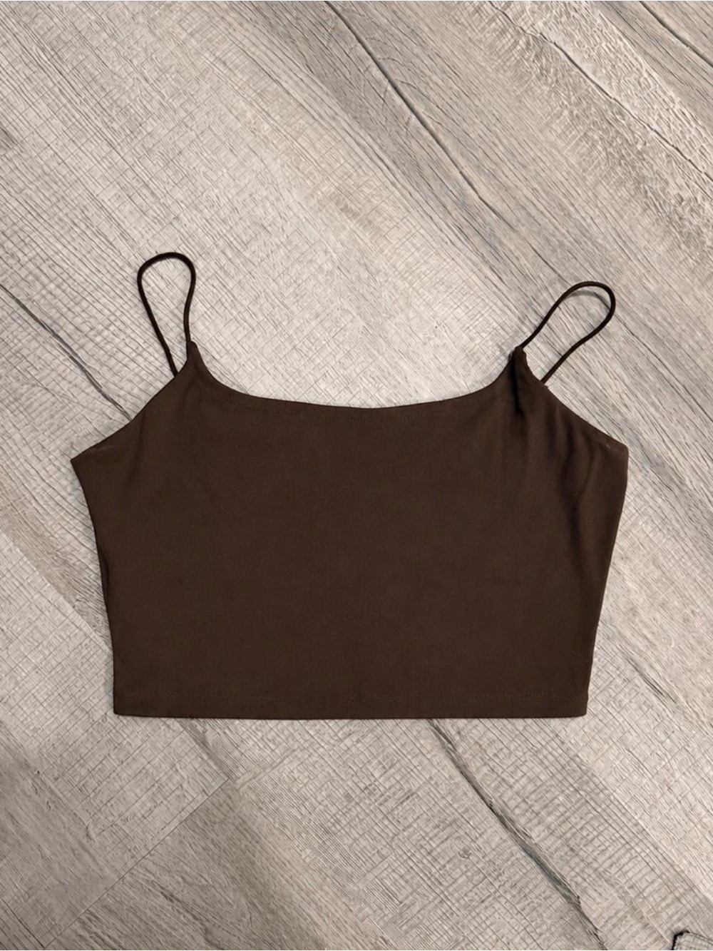 Garage brown spaghetti strap crop top